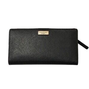 Kate Spade Vintage Black Wallet Saffiano Leather Chic Uptown Girl Essential
